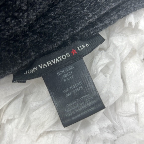 john varvatos merino wool knit scarf Men’s Size 74”L X 7” Wide charcoal Grey - Picture 3 of 7